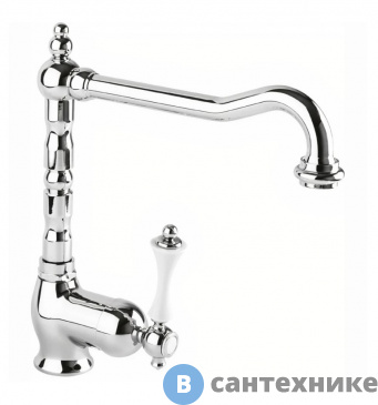 картинка Смеситель Cezares MARGOT-LLM2-01-Bi кухонный однрычажный, хром, ручка белая