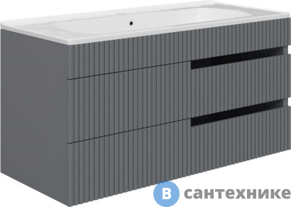 картинка Тумба с раковиной VOQ Drop 100 anthracite (554223)