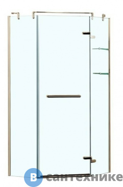 картинка Душевое ограждение AZARIO MONTREAL 1000*1000*2000 5-угол без поддона правое, со стек полкой (расп дверь) стекло 8 мм, профиль золото (AZ-NWG3231 1000 R GOLD)