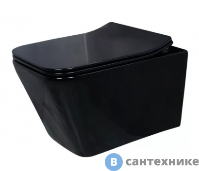 картинка Унитаз подвесной GID-ceramic Tr2144BL чёрный глянцевый (520х360х365)
