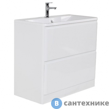 картинка Тумба под раковину BelBagno ALBANO напольная с двумя выкатными ящиками, Bianco Lucido, 600x450x810 (ALBANO-600-2C-PIA-BL)