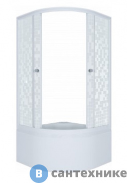 картинка Душевой уголок Тритон Стандарт 90*90 Б 1/4 круга, глуб. подд., Аква, Мозаика, Белый (DK93_2)