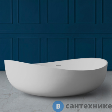 картинка Ванна ABBER Stein AS9639 180*110 из искусственного камня, белая матовая