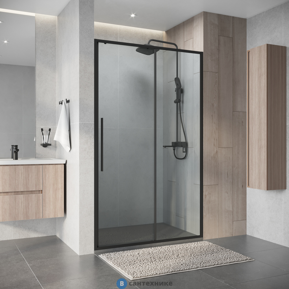 Дверь в нишу Niagara Nova NG-34-12AGR (120х195) раздвижная, графит, стекло прозрачное