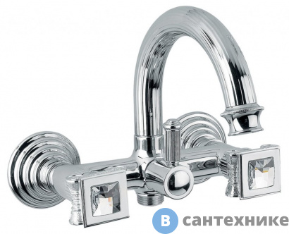 картинка Смеситель Cezares OLIMP-VD-01-Sw для ванны, хром, ручки sarowski