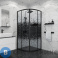 картинка Душевое ограждение Niagara Eco NG-1007-14 BLACK (90х90х190) четверть круга, раздвижное, черный, стекло мозаика