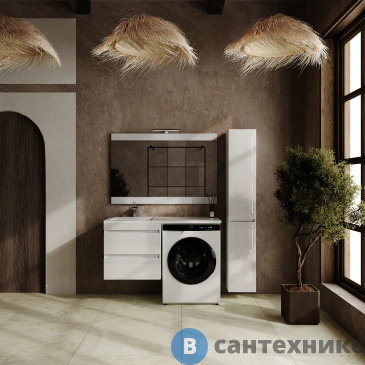 картинка Тумба под раковину Style line подвесная Даллас ЛЕОН 120, Люкс белая, PLUS (2000949238036)