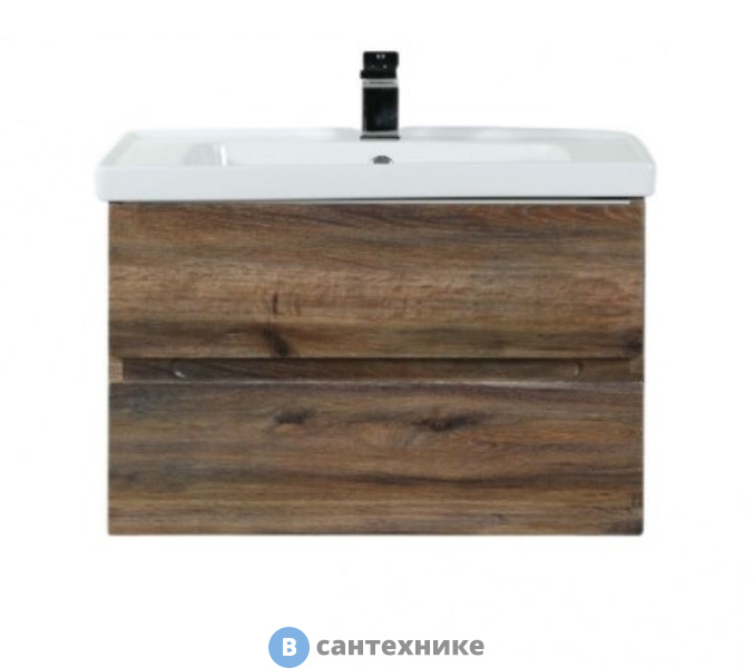 Тумба под раковину Art & MAX TECHNO AM-Techno-900-2C-SO-LW646 подвесная с двумя выкатными ящиками, дуб бомонд Лофт