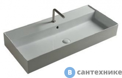 картинка Раковина TECLA TWENTY TW09011 чаша в центре, белый глянцевый, 101x46x12,5