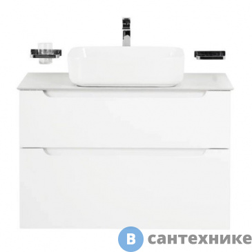 картинка Тумба под раковину BelBagno ETNA-H60 подвесная с двумя выкатными ящиками, с доводчиками, Bianco Lucido, 800x455x600 (ETNA-H60-800-2C-SO-BL-P)