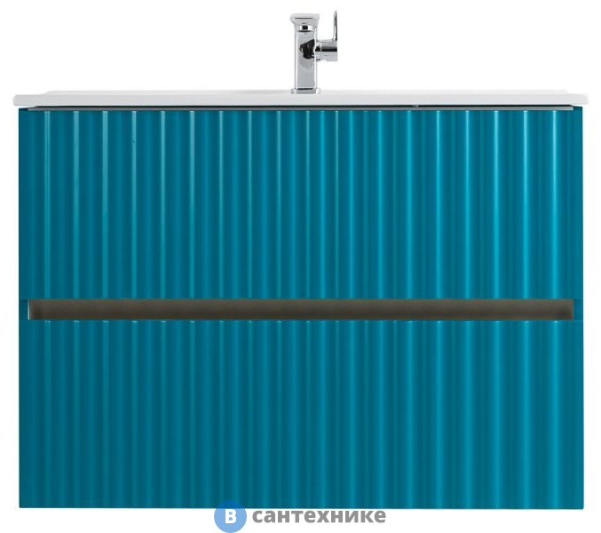 Тумба под раковину Art & MAX ELEGANT AM-ELEGANT-600-2C-SO-TM-LED подвесная с двумя выкатными ящиками, с LED подсветкой ручек, бирюзовый матовый, 570x469x550