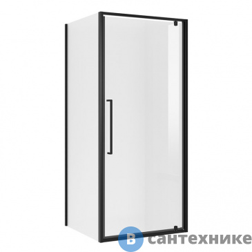 картинка Душевое ограждение Niagara NG-85-9AB-A90B-34 (90*90*195) квадрат, распашная, черный матов, стекло прозрачн, без поддона