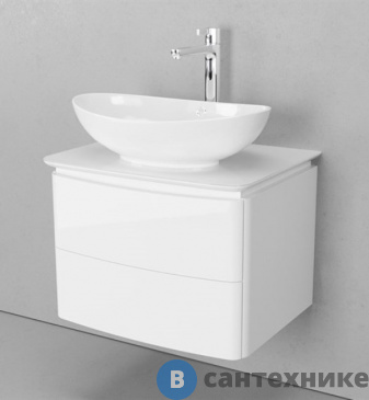 картинка Тумба с раковиной Velvex Luna 75 подвесная белая (tpLUN.75-21.43)