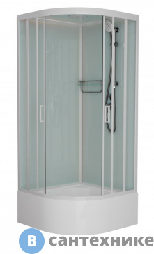 картинка Душевая кабина Frank F409/2 М White высокий поддон матовое стекло