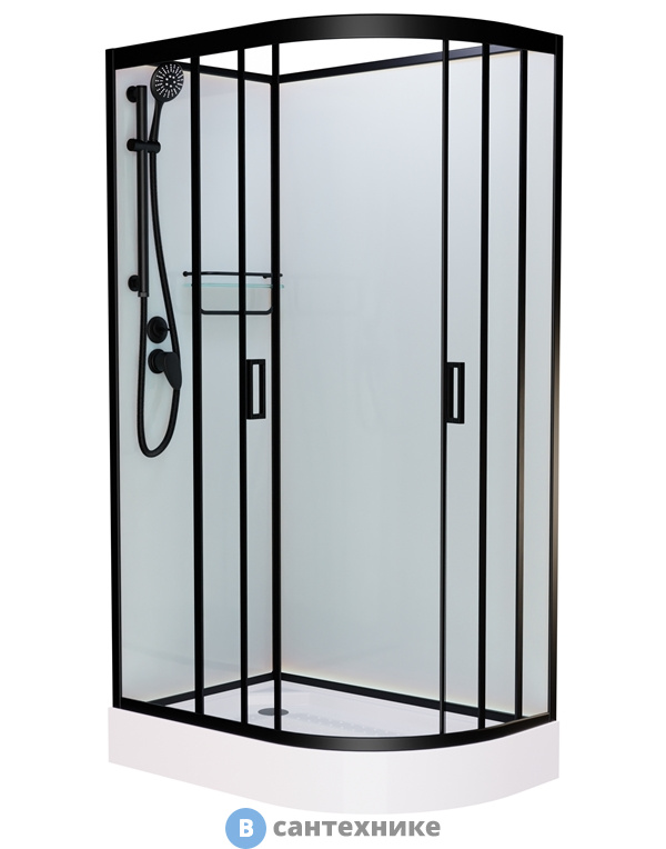Душевая кабина Frank F411L Black левосторонняя б/к (без крыши)