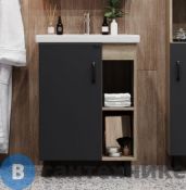 Тумба с раковиной Onika ТИМБЕР 60.01 серый мат./дуб сонома (ум.COMO-60) (106141)