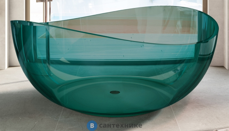 Ванна ABBER Kristall AT9705Aquamarin 150х150 прозрачная бирюзовая