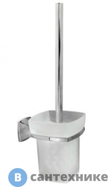 картинка Щетка для унитаза WasserKRAFT Wern K-2527 подвесная металл, хромоникелевое покрытие, матовое стекло