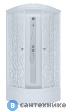 картинка Душевая кабина Тритон Стандарт 90*90 В 1/4 круга, сред. подд., Аква, Мозаика, Белый, ДН4 (DK137)