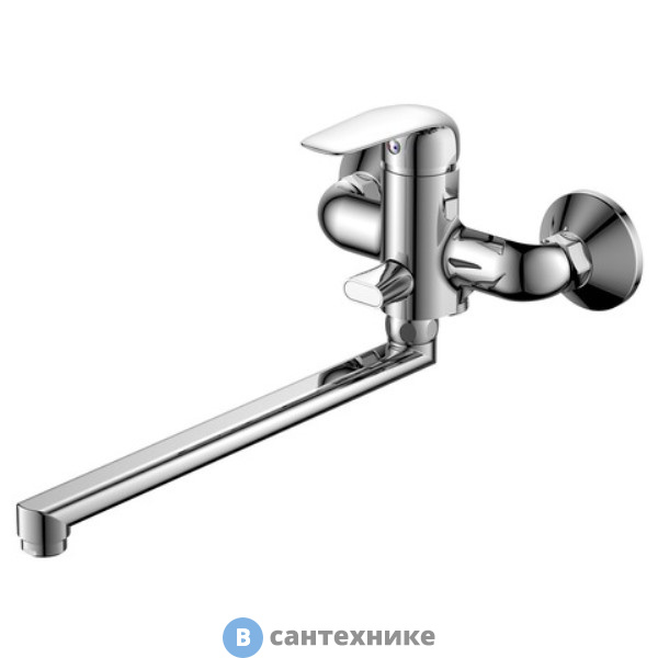 Смеситель Orange Iris M41-211cr однозахватный универсальный с поворотным изливом 350 мм, с душевыми аксессуарами (шланг, лейка, держатель)