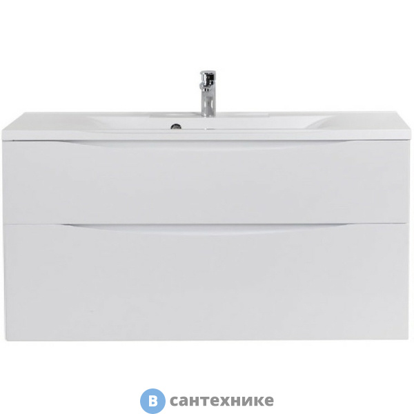 Тумба под раковину BelBagno MARINO-H60 1200x450x600 подвесная с двумя выкатными ящиками, Bianco Lucido, MARINO-H60-1200-2C-SO-BL-P