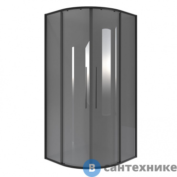 картинка Душевое ограждение Niagara NG-2825-34 BLACK (80*80*195) полукруг, раздвижная, черный матовый, стекло тониров, без поддона