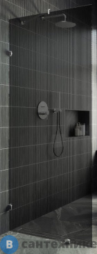 картинка Душевая перегородка коннектор стена-стекло MaybahGlass 1950*990 стекло 8 мм графит (MGD-276-4)