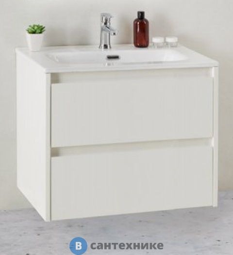 Тумба под раковину BelBagno 61 см KRAFT 39-600/390-2C-SO-BO подвесная с двумя выкатными ящиками, Bianco Opaco