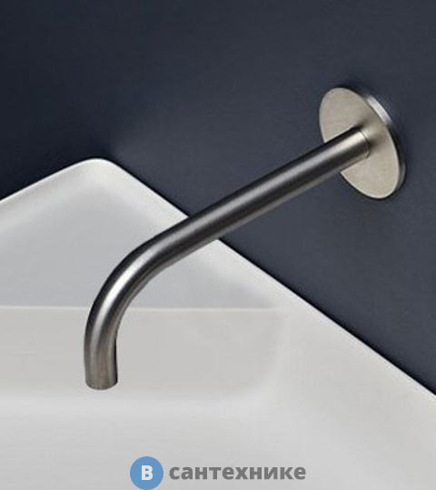 Излив Antonio Lupi Ayati для раковины, настенный, длина: 198 мм, (внешн часть), нержавейка сатинированная (AY921SA)