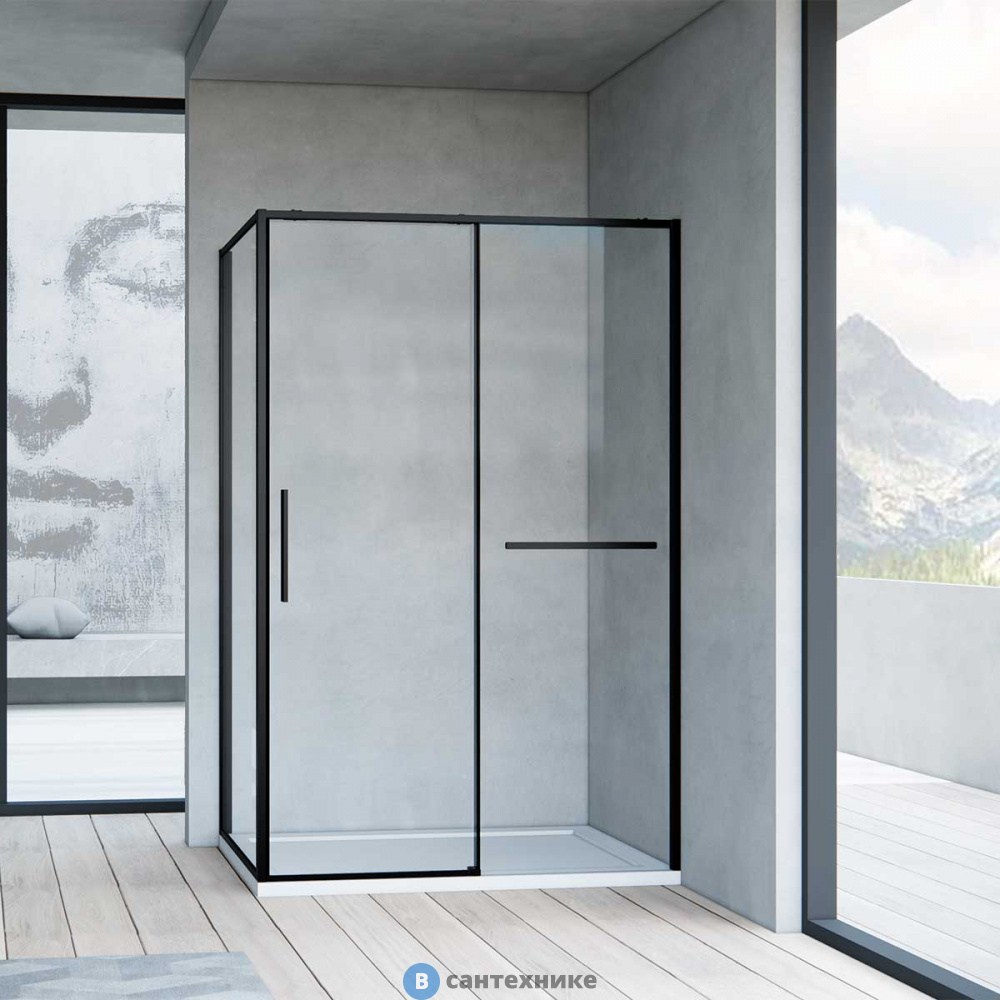 Душевой уголок Vincea Slim Soft VSR-1SS9010CLB, 1000*900, черный, стекло прозрачное