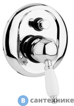 картинка Смеситель Cezares ELITE-VDIM-01-Bi встраиваемый, однорычажный для душа с переключателем, хром, ручка белая