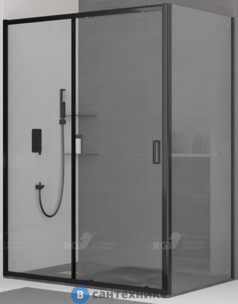 Душевой уголок RGW CL-48-1B (CL-14B+Z-060-1B) чёрный/Прозрачное/5 мм 110* 90*185 (320948119-014), без поддона