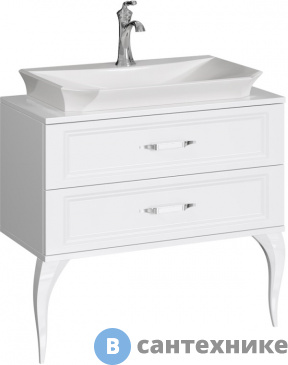 картинка Тумба Aqwella LaDonna 85, белый, с умывальником LaDonna 85 (LAD0108W)