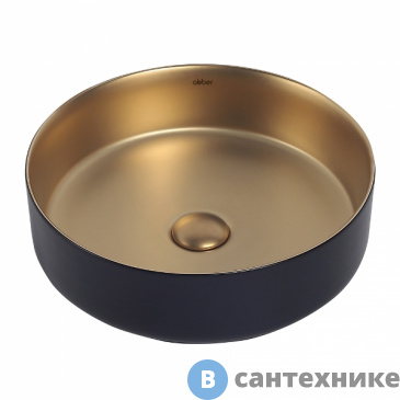 картинка Раковина ABBER Bequem AC2109BG матовое золото с черным накладная