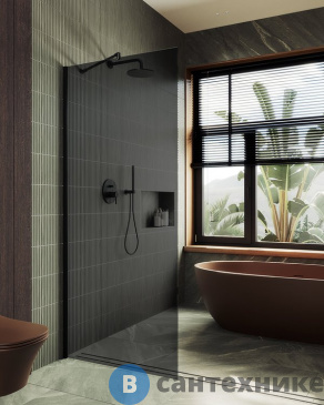 картинка Душевая перегородка в профиле MaybahGlass 1950*690 Стекло 8 мм Графит (MGD-705-6ш)