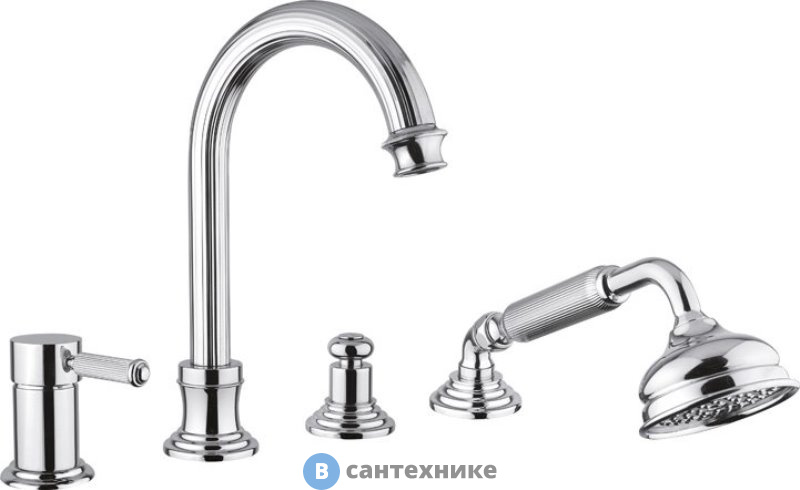 Смеситель Cezares OLIMP-BVDM-01-L на борт ванны однорычажный с выдвижным душем и переключателем, хром