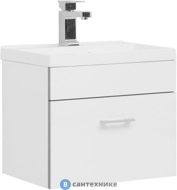 Тумба с раковиной Aquanet Верона 50 белый (подвесная 1 ящик) (287665)