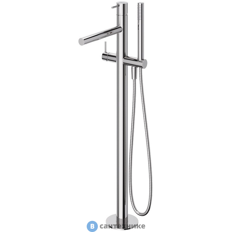 Смеситель Cezares LEAF-VDP-L-01 напольный для ванны и душа однорычажный в комплекте с ручным душем и шлангом, Хром