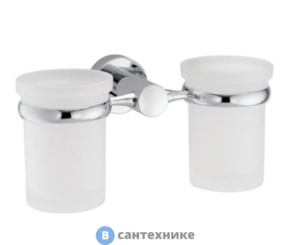 Подстаканник двойной стеклянный WasserKRAFT Donau K-9428D металл, хромоникелевое покрытие, матовое стекло