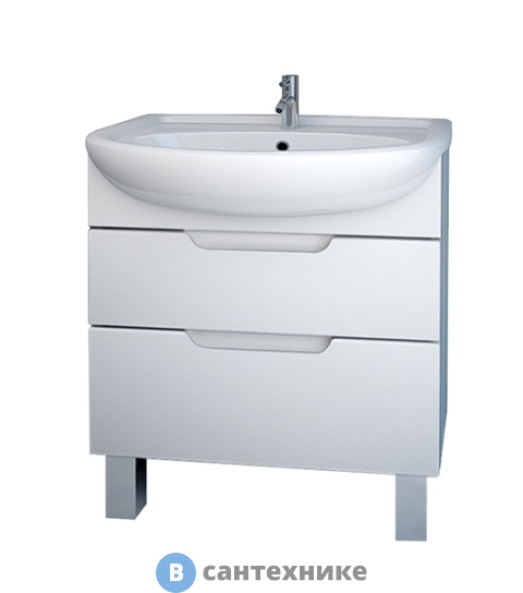 Тумба под раковину Dreja David 65 белый лак, 2 ящика (99.0702)