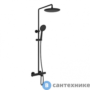 картинка Душевая стойка Vincea Desire VSFS-1D1TMB термостатическая с изливом, 25 см верх душ, черный