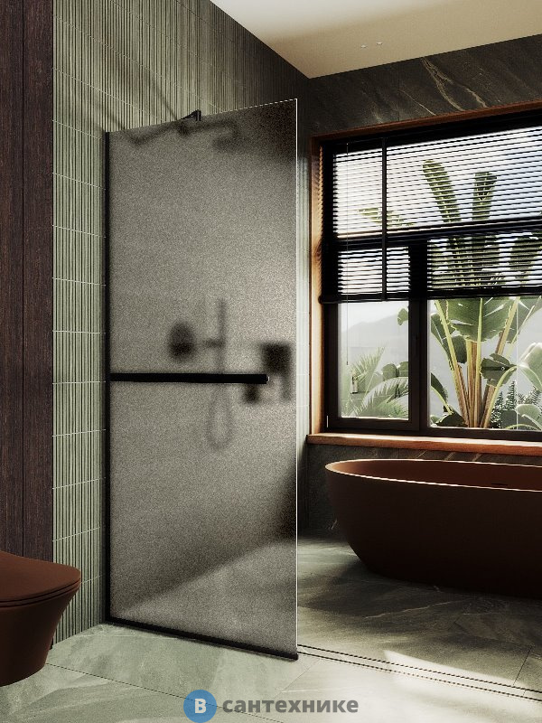 Душевая перегородка в профиле MaybahGlass 1950*690 Стекло 8 мм Бронза матовая +Полотенцесушитель (MGD-722-6у)