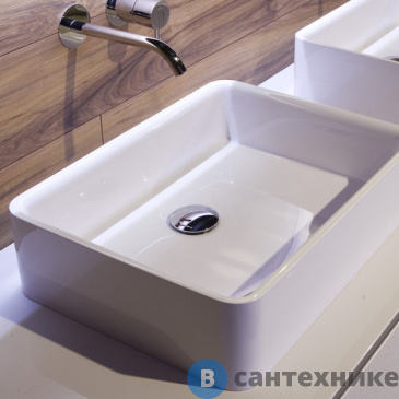 картинка Раковина Antonio Lupi Servoretto накладная 50х38 см, без отв под смес, без перелива, с д/клапаном (хром), Flumood, белый (RETTOMOOD50 Bianco/cr)