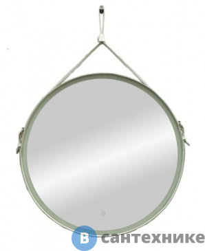 картинка Зеркало Art & MAX Milan D1000 AM-Mil-1000-DS-F с подсветкой на ремне из натуральной белой кожи