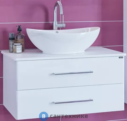 Тумба под раковину СанТа Вегас 80 2 ящ. со столешницей, подвес. ум. Гамма 56 (226015л)