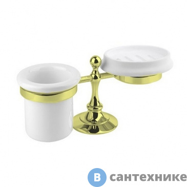 картинка Стакан Cezares OLIMP-STT-03/24-M и мыльница настольные, золото