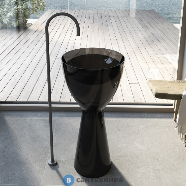 Раковина ABBER Kristall AT2703Onyx, отдельностоящая прозрачная, чёрный