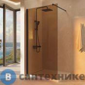 Душевая перегородка Vincea Walk-In VSW-1H900GSB, 900*2000, черный матовый, стекло янтарь