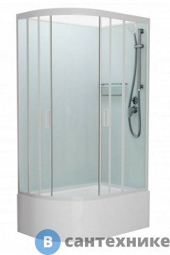 картинка Душевая кабина Frank F412/2R М White правосторонняя высокий поддон б/к (без крыши) матовое стекло