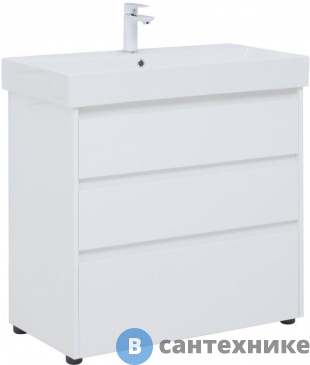 картинка Тумба под раковину Aquanet Nova Lite 85 (SLIM SYNERGY) 3 ящ. бел. глянец (302475)